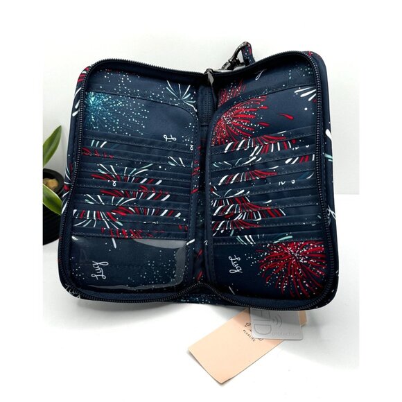 Lug RFID Wallet Fireworks Print With Wristlet Strap - Midnight - Picture 6 of 9